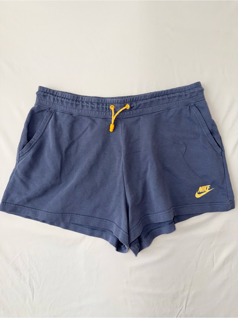 Nike Women’s Blue Fleece Lounge Shorts Drawstring Pocket Sweat Shorts M